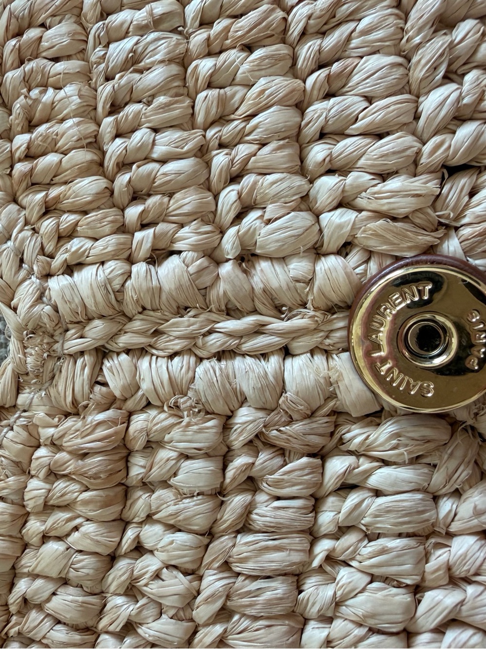 Saint Laurent Natural Raffia Envelope Clutch with Gold YSL Logo - Picture 11 of 11